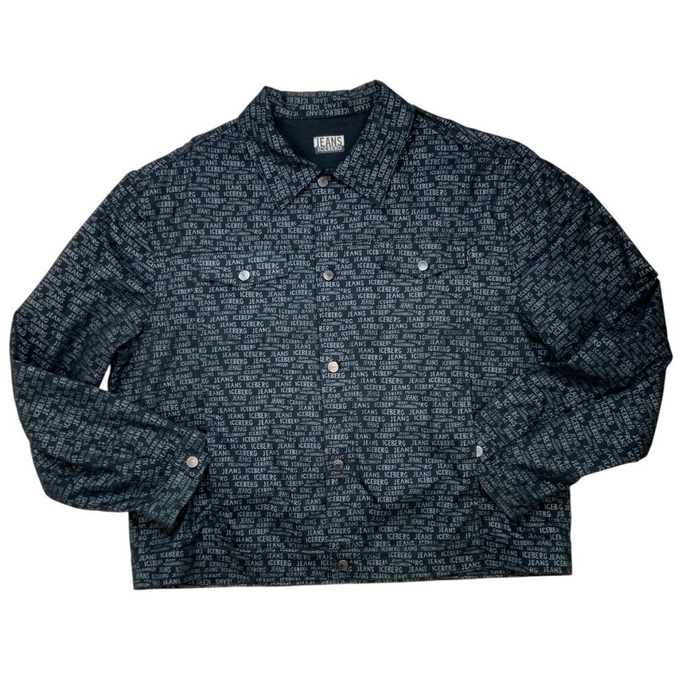 Iceberg Jeans men's Millennium Jacket 56 3XL Button Front Allover Print
